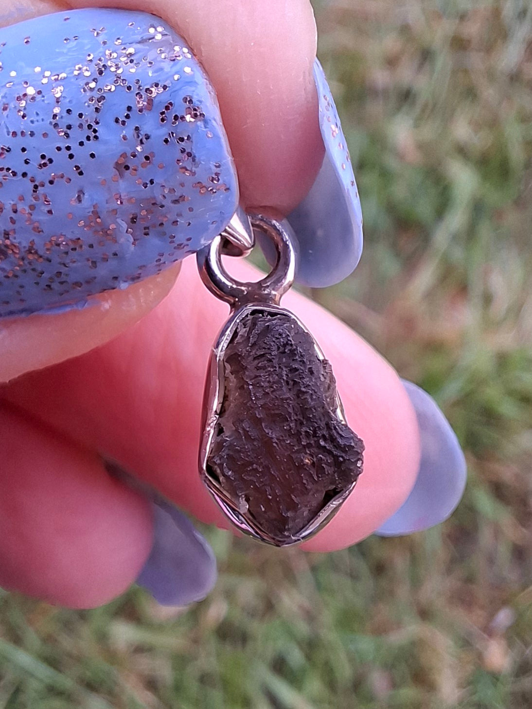 Moldavite Pendant, 925 Silver, Tektite (Ref: P58)