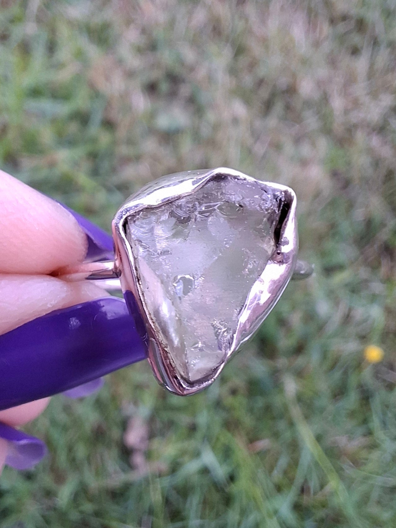 Libyan Desert Glass Ring, size U, 925 Silver, Tektite (Ref: LR52)