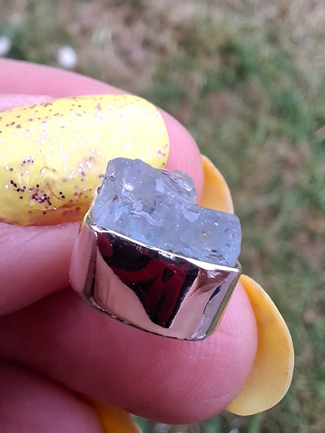 Aquamarine Pendant, 925 Silver, Crystal (Ref: AQ14)