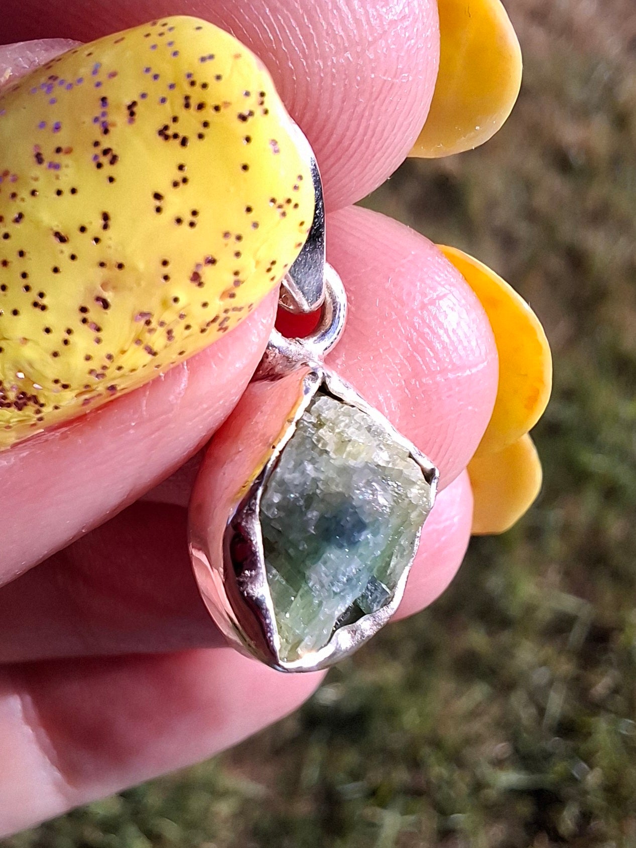 Green Tourmaline Pendant, 925 Silver, Crystal (Ref: GT1)