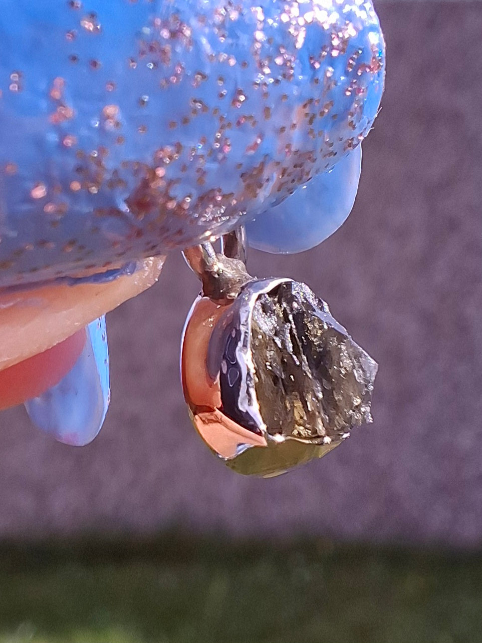 Moldavite Pendant, 925 Silver, Tektite (Ref: P50)