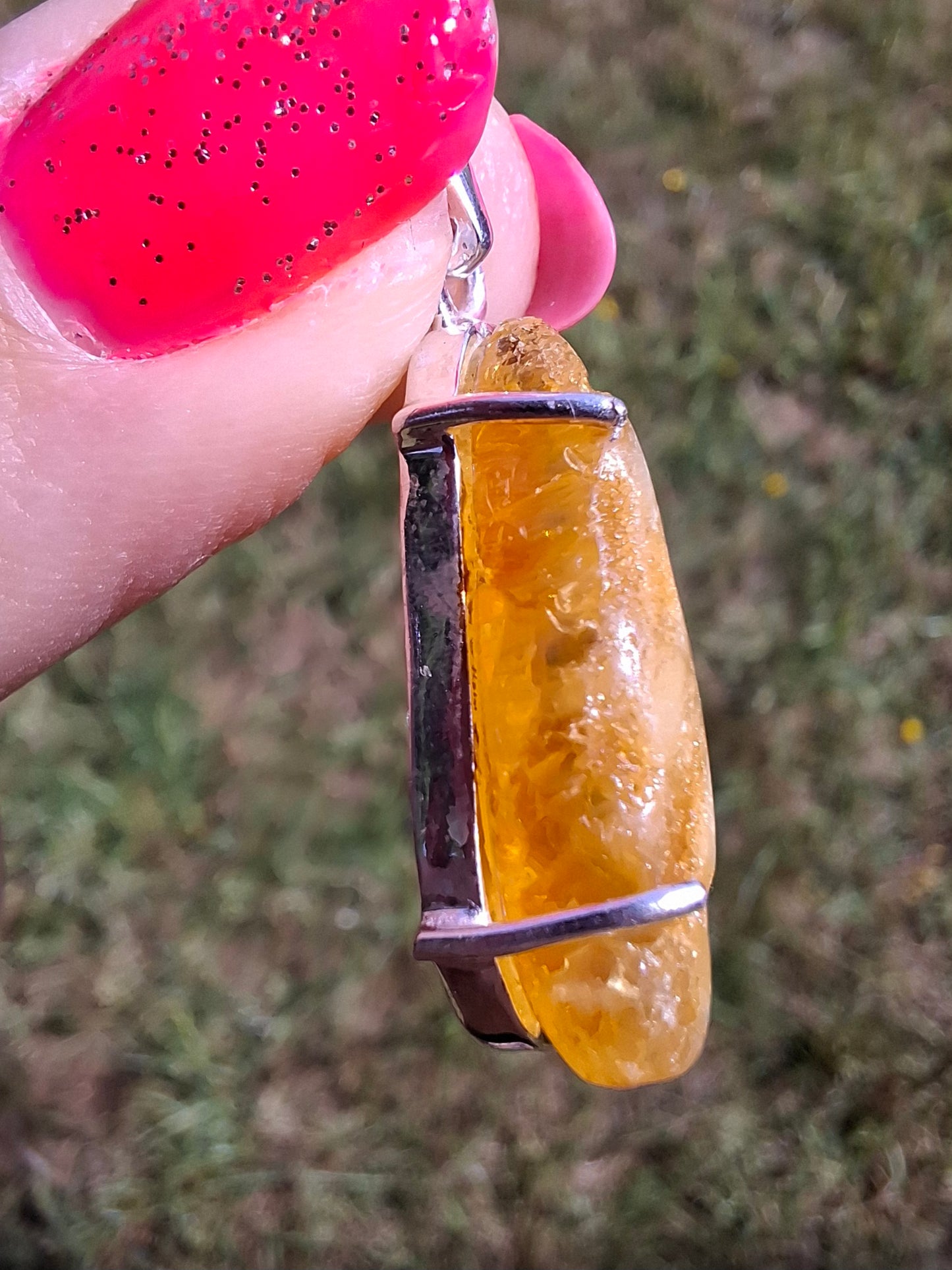 Baltic Amber Pendant, 925 Silver, Fossil (Ref: AP2)