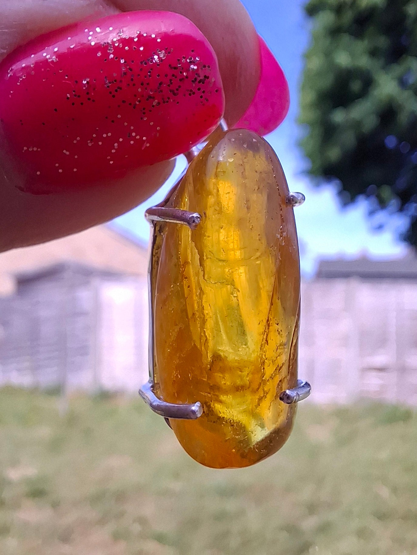 Baltic Amber Pendant, 925 Silver, Fossil (Ref: AP13)