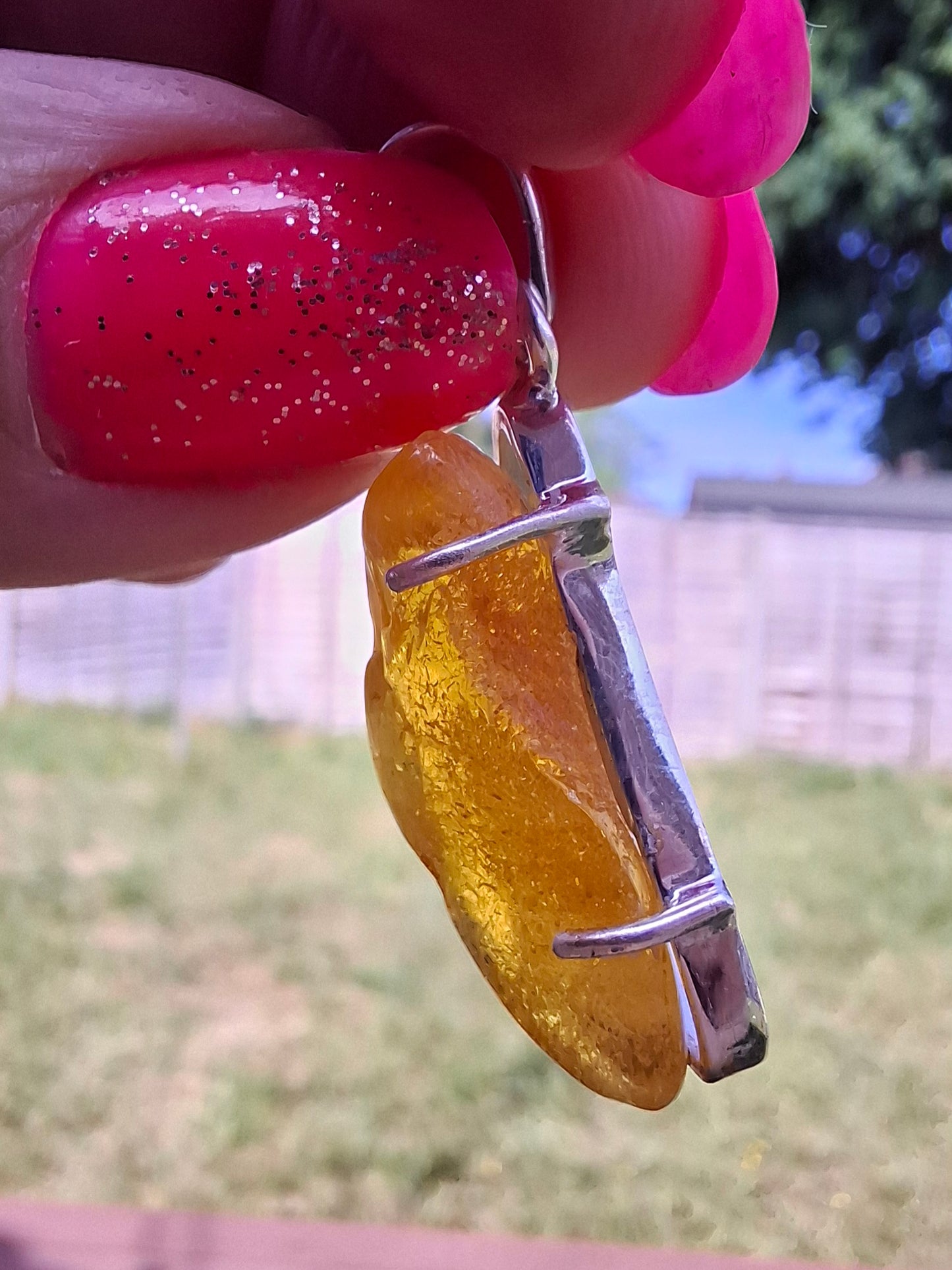 Baltic Amber Pendant, 925 Silver, Fossil (Ref: AP14)