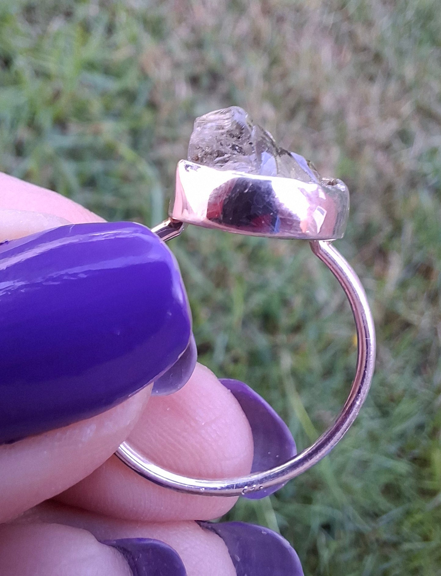 Libyan Desert Glass Ring, size large S/small T, 925 Silver, Tektite (Ref: LR47)