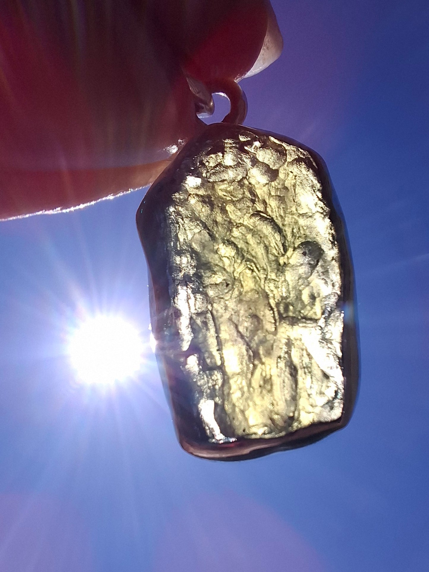 Moldavite Pendant, 925 Silver, Tektite (Ref: P442)