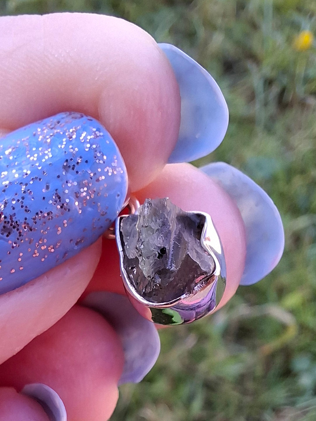 Moldavite Pendant, 925 Silver, Tektite (Ref: P92)