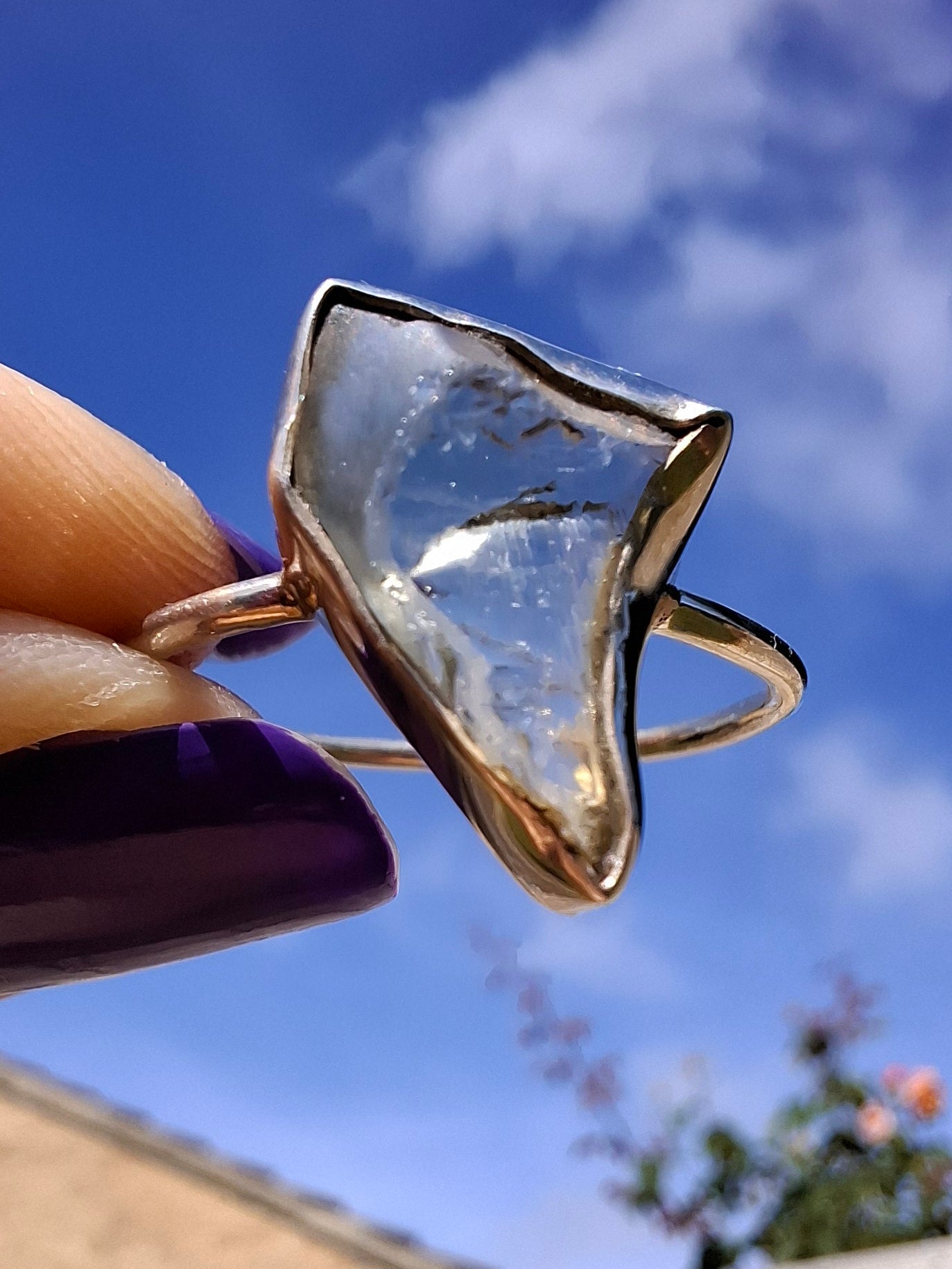 Libyan Desert Glass Ring, size large W, 925 Silver, Tektite (Ref: LR62)