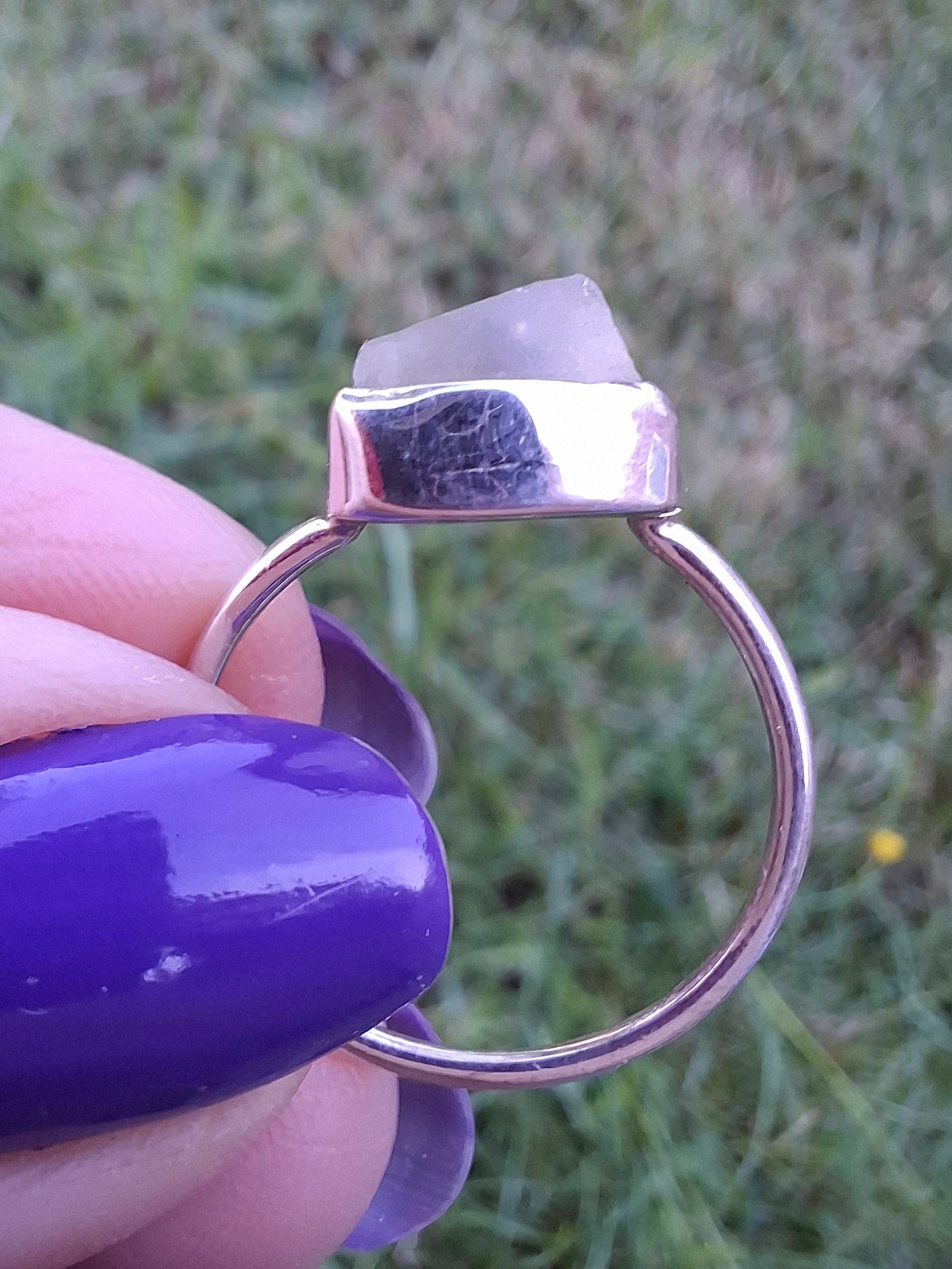 Libyan Desert Glass Ring, size large O, 925 Silver, Tektite (Ref: LR37)