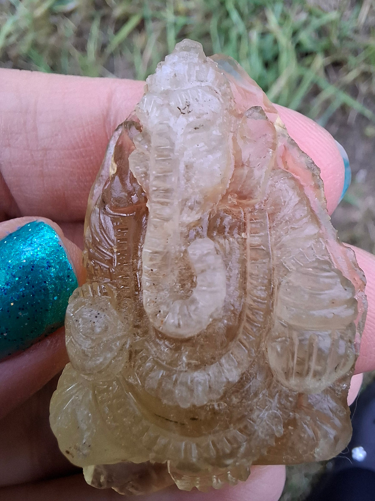 Libyan Desert Glass carving, GANESHA, 26.47g, Tektite (Ref: Ganesha1)
