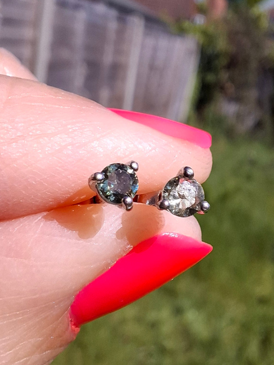 Moldavite (faceted) 3mm STUD EARRINGS, 925 Silver, Tektite (Ref: Pair57)