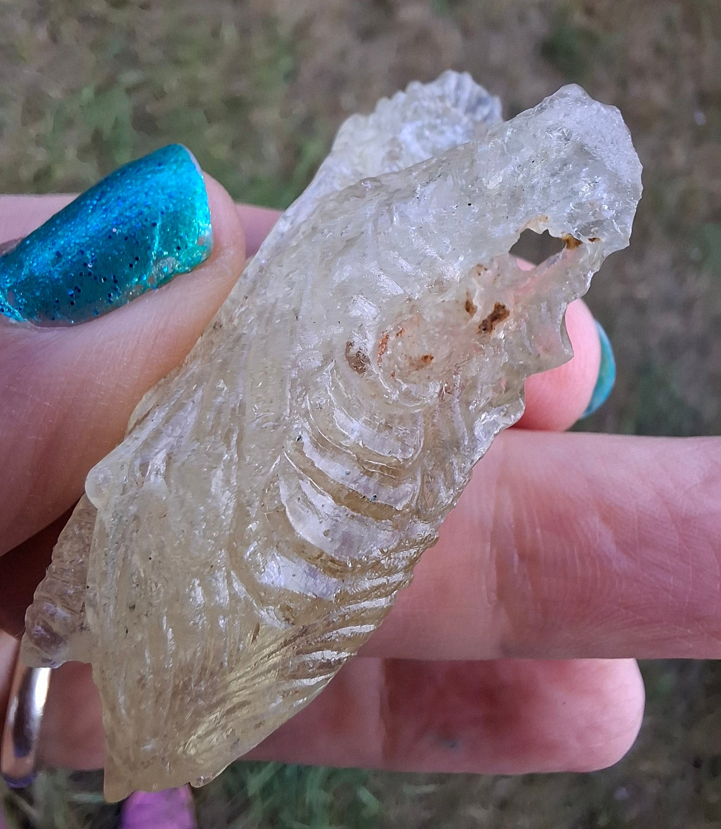 Libyan Desert Glass DRAGON HEAD carving, 22.42g, Tektite (Ref: Dragon 2)