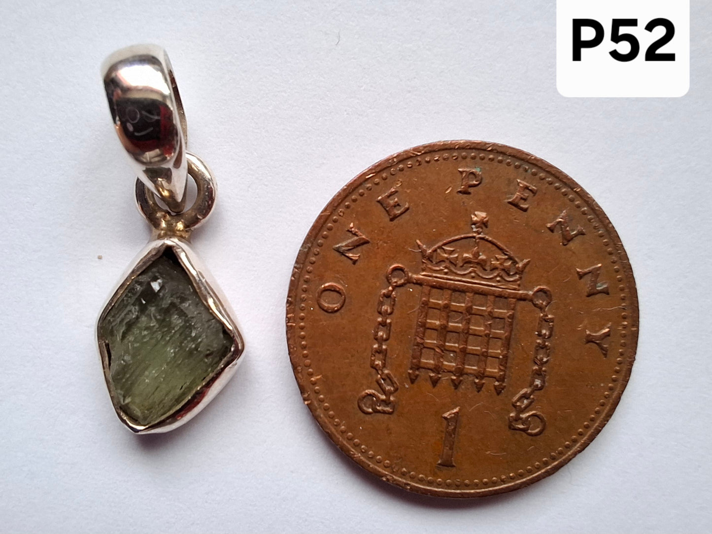 Moldavite Pendant, 925 Silver, Tektite (Ref: P52)