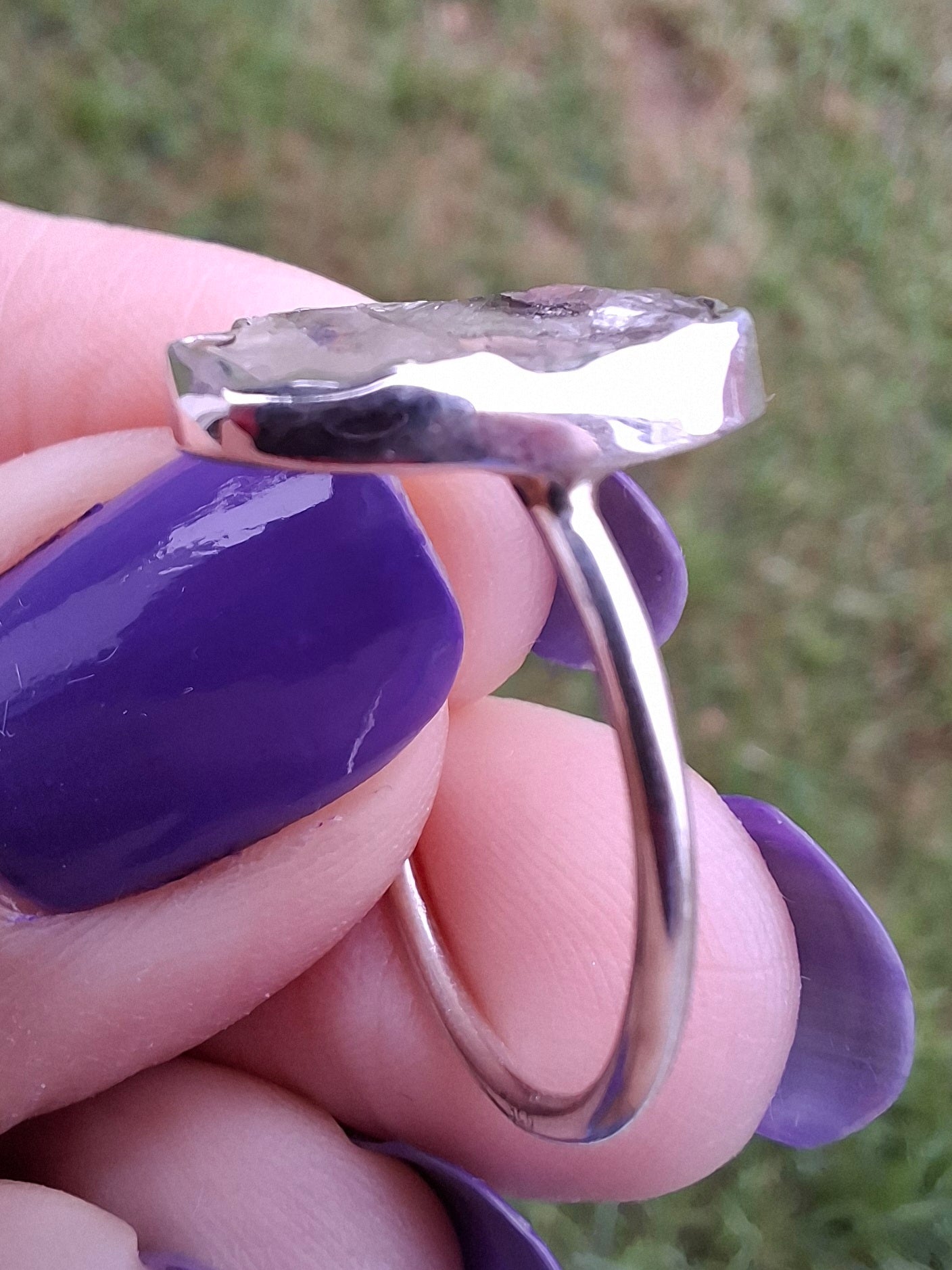 Libyan Desert Glass Ring, size large P, 925 Silver, Tektite (Ref: LR32)