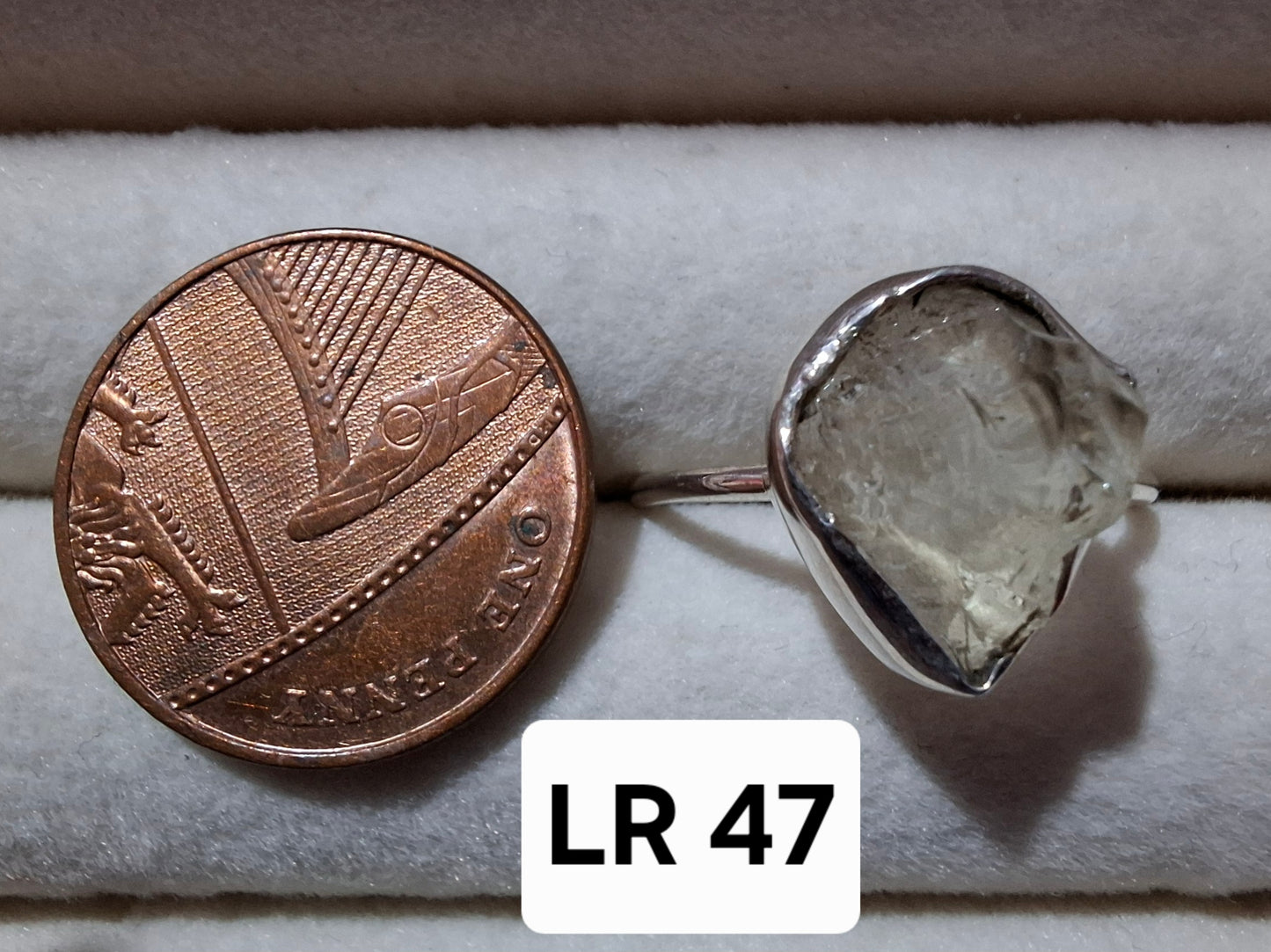 Libyan Desert Glass Ring, size large S/small T, 925 Silver, Tektite (Ref: LR47)