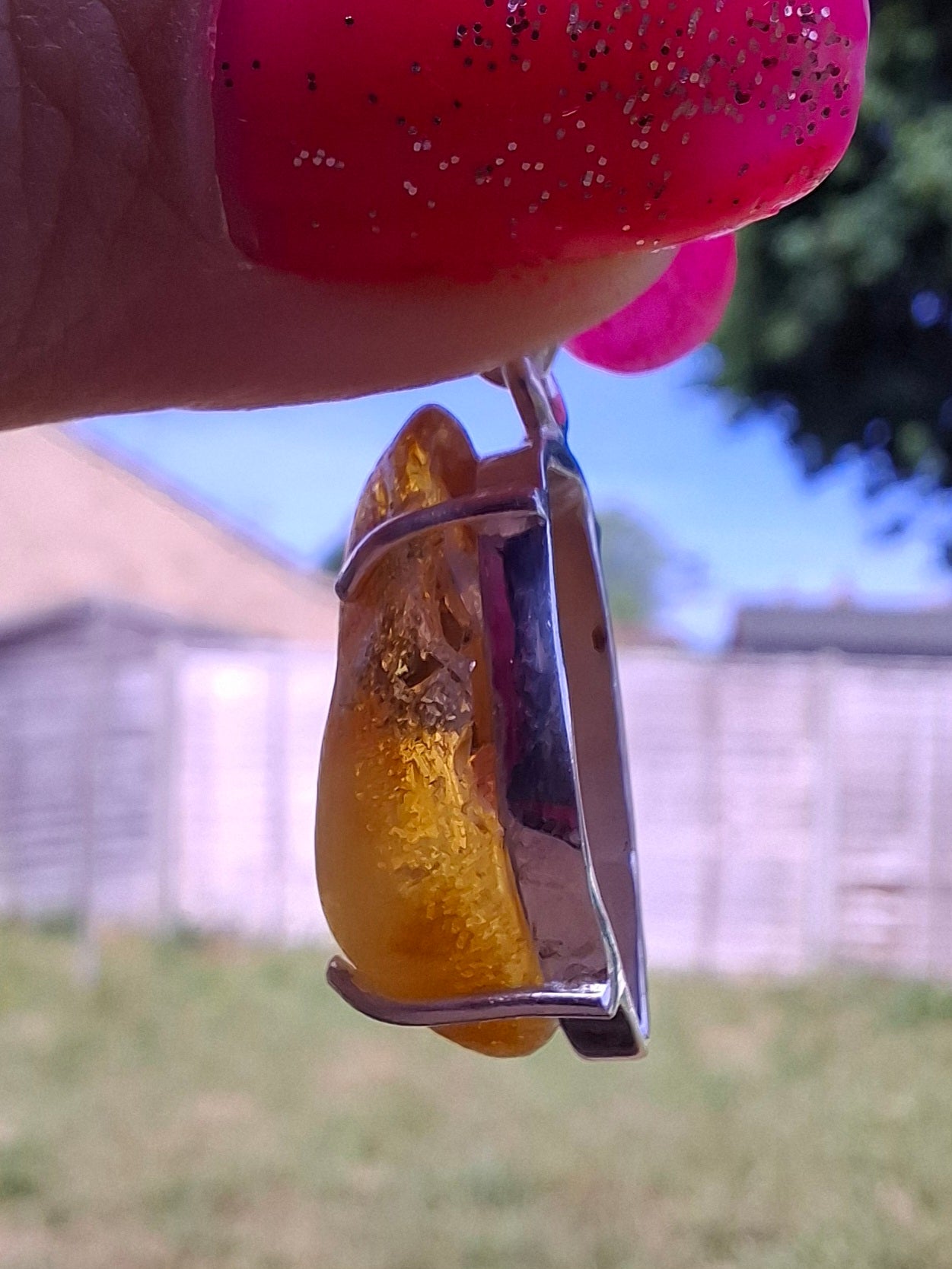 Baltic Amber Pendant, 925 Silver, Fossil (Ref: AP4)