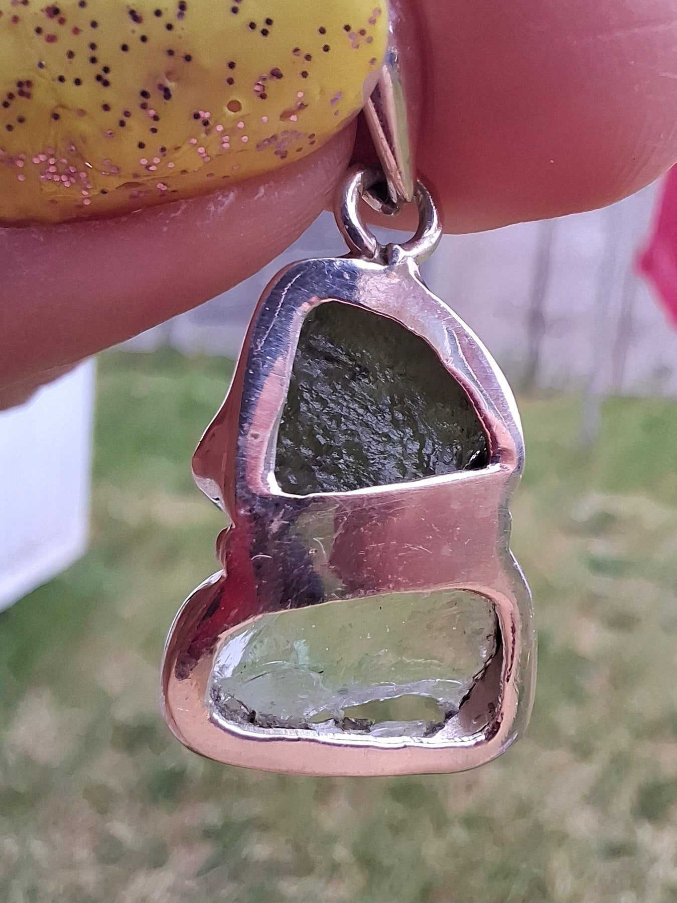 Moldavite & Libyan Desert Glass Pendant, 925 Silver, Tektite (Ref: MLP8)