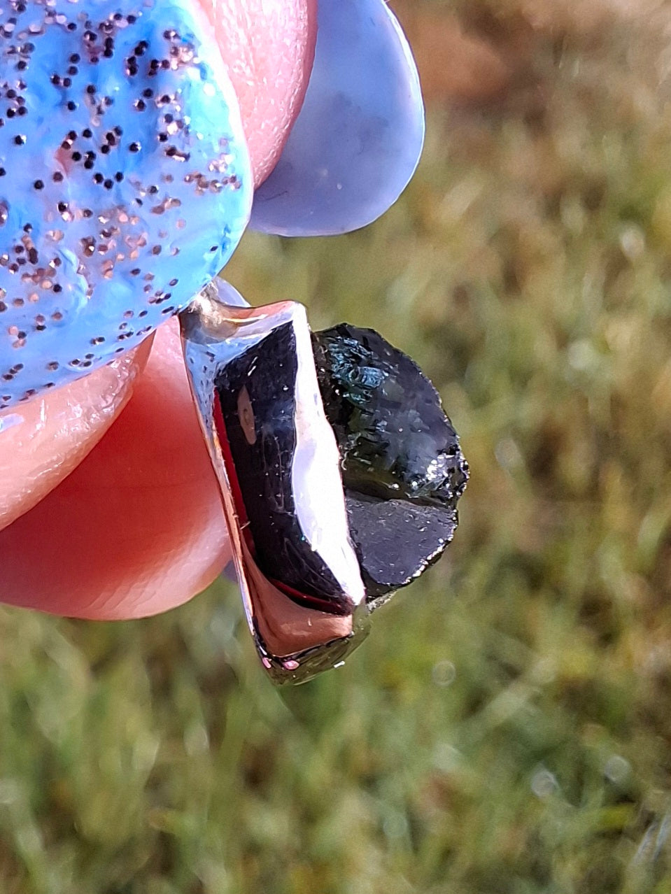 Moldavite Pendant, 925 Silver, Tektite (Ref: P51)