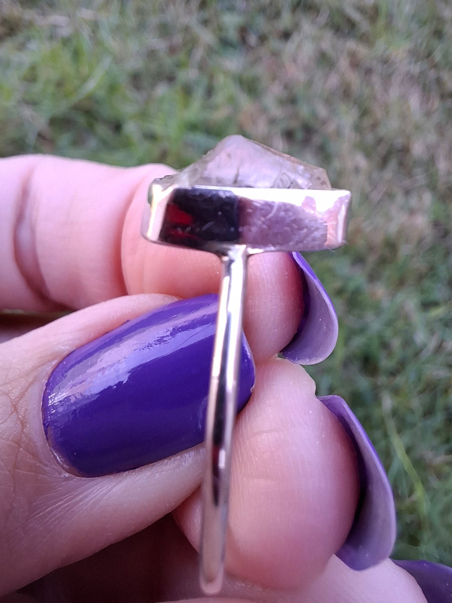 Libyan Desert Glass Ring, size large T, 925 Silver, Tektite (Ref: LR48)