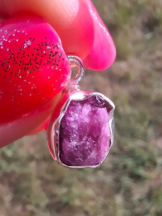 Pink Tourmaline Pendant, 925 Silver, Crystal (Ref: PT18)