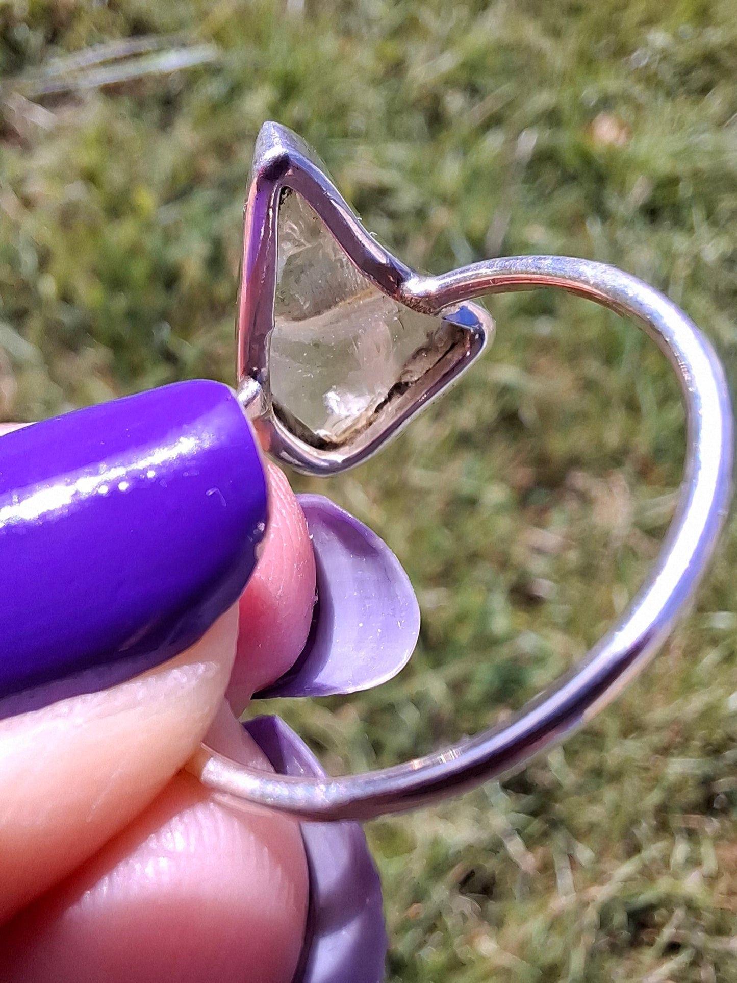 Libyan Desert Glass Ring, size large W, 925 Silver, Tektite (Ref: LR62)