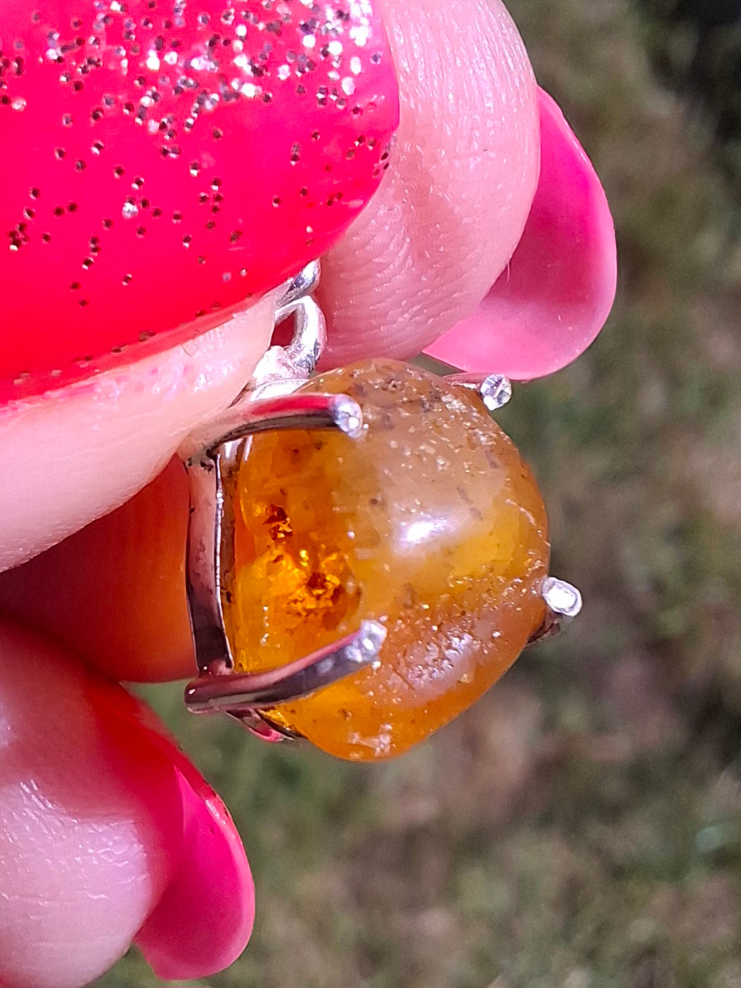 Baltic Amber Pendant, 925 Silver, Fossil (Ref: AP17)