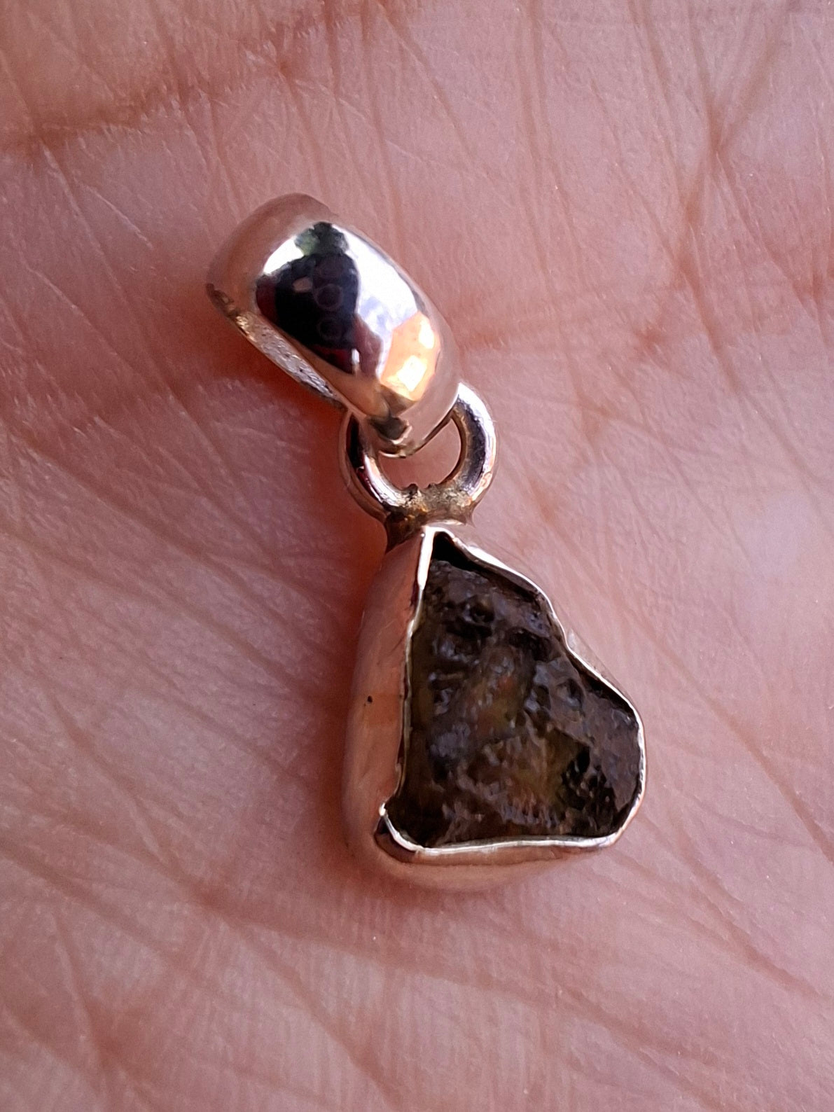 Moldavite Pendant, 925 Silver, Tektite (Ref: P37)