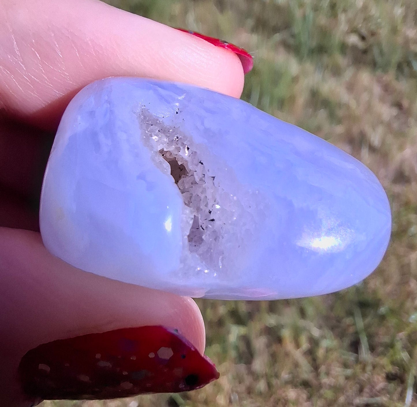 Blue Lace Agate, Tumble Stone, Crystal (Ref: T143)