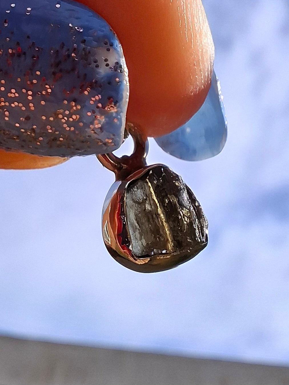 Moldavite Pendant, 925 Silver, Tektite (Ref: P50)