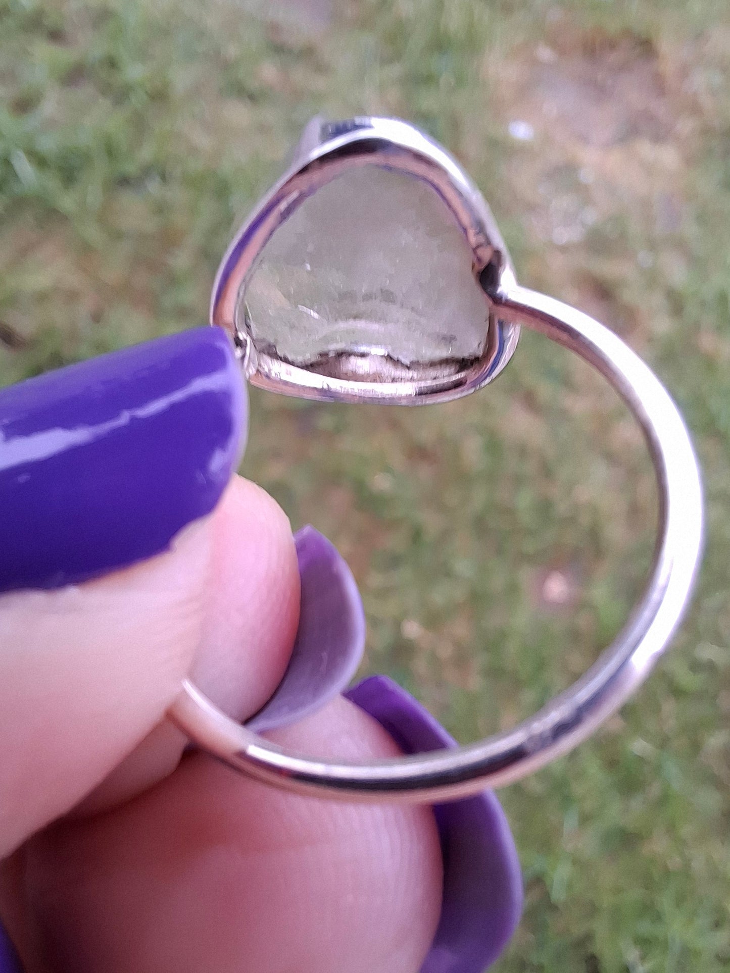 Libyan Desert Glass Ring, size large P, 925 Silver, Tektite (Ref: LR32)