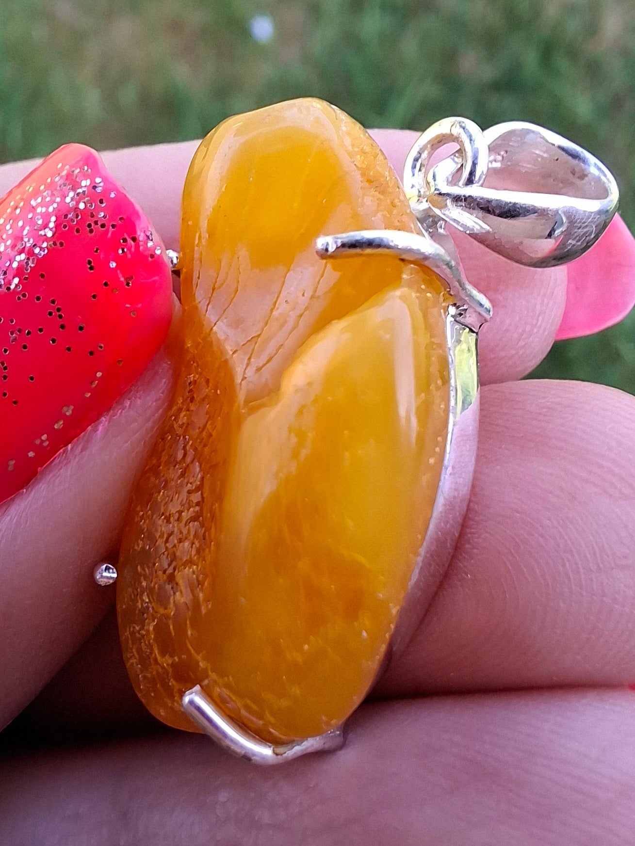 Baltic Amber Pendant, 925 Silver, Fossil (Ref: AP7)