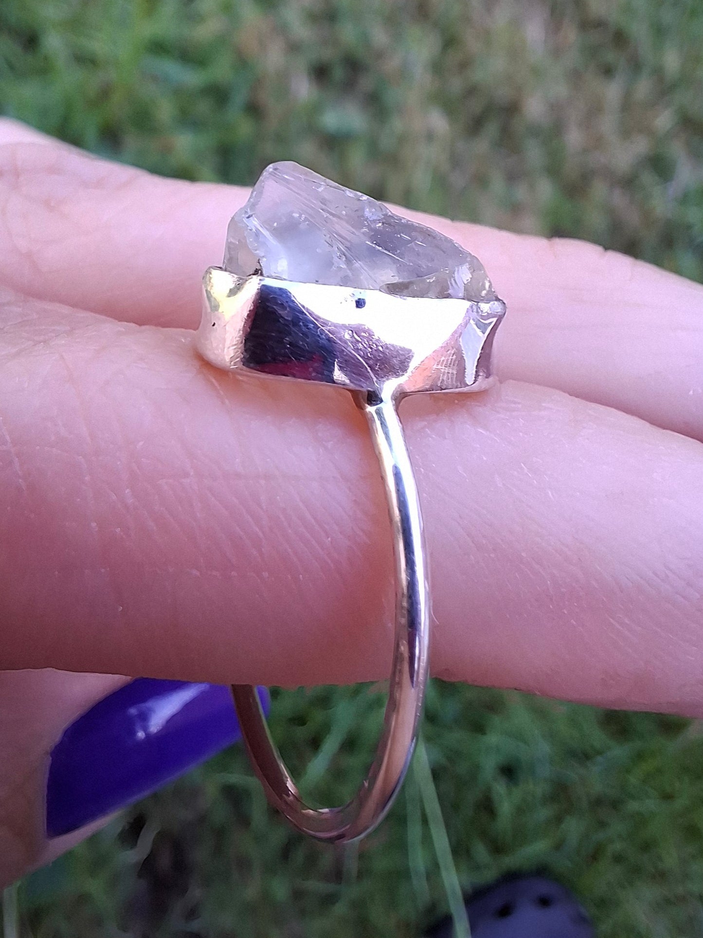 Libyan Desert Glass Ring, size small S, 925 Silver, Tektite (Ref: LR44)
