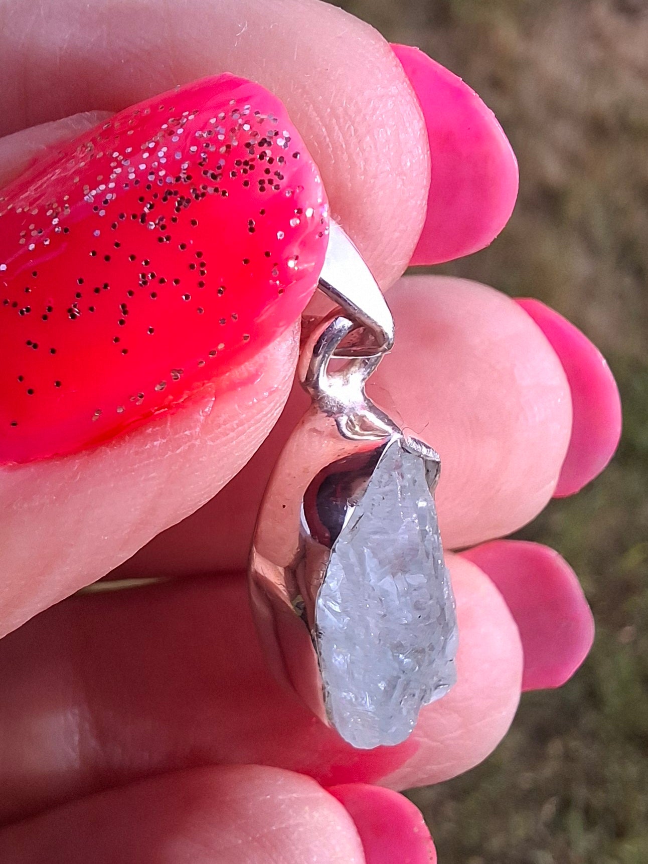 Aquamarine Pendant, 925 Silver, Crystal 🌈 (Ref: AQ4)
