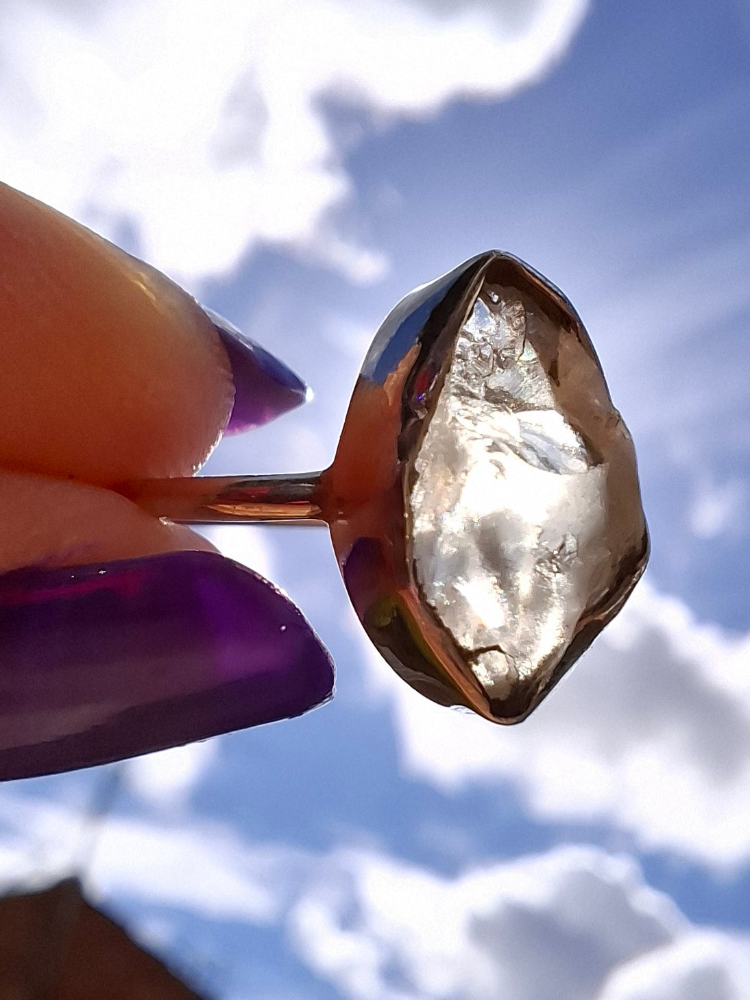Libyan Desert Glass Ring, size J, 925 Silver, Tektite (Ref: LR6)