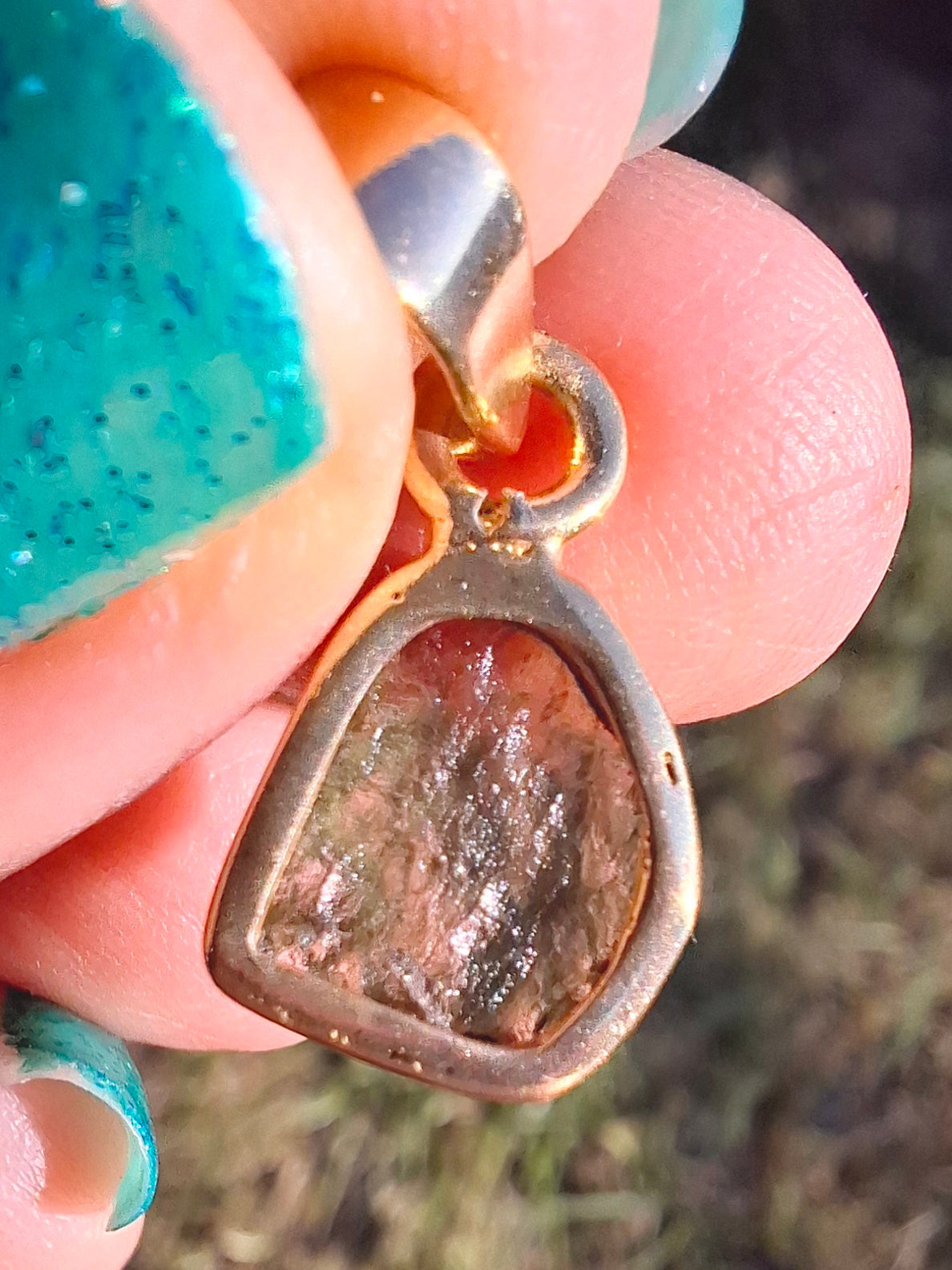Moldavite Pendant, 14K GOLD Plated, Tektite (Ref: P448)