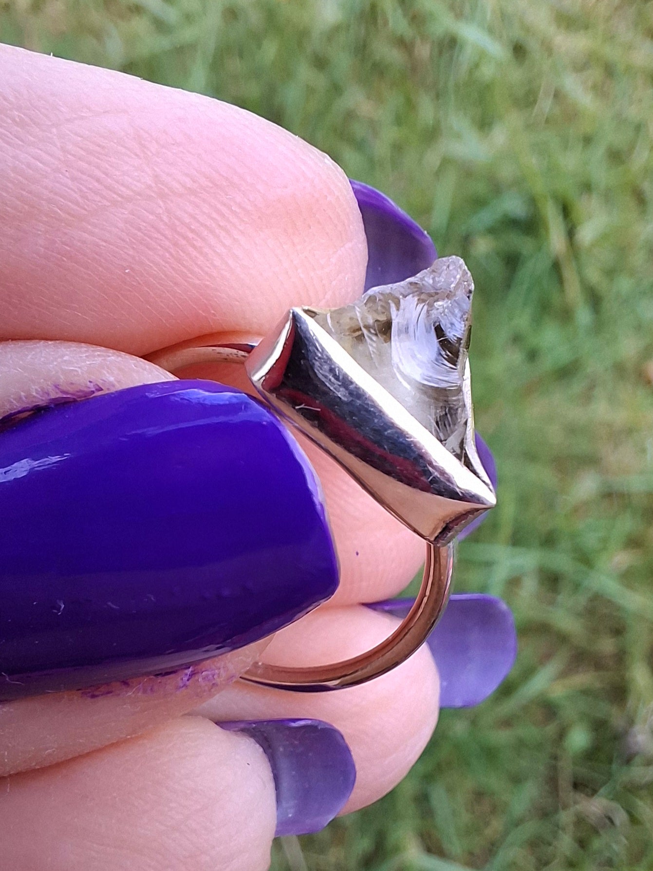 Libyan Desert Glass Ring, size large J/small K, 925 Silver, Tektite (Ref: LR11)