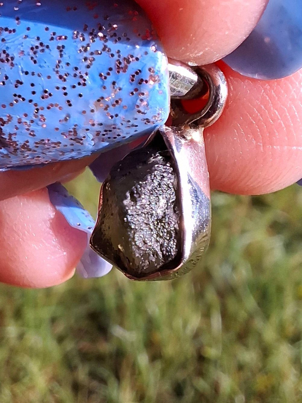 Moldavite Pendant, 925 Silver, Tektite (Ref: P59)