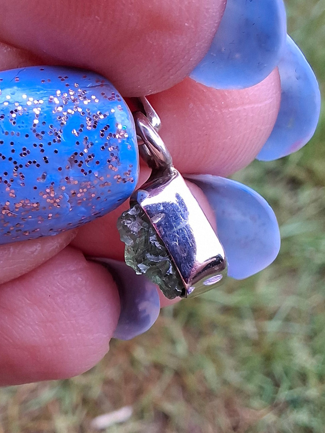 Moldavite Pendant, 925 Silver, Tektite (Ref: P66)