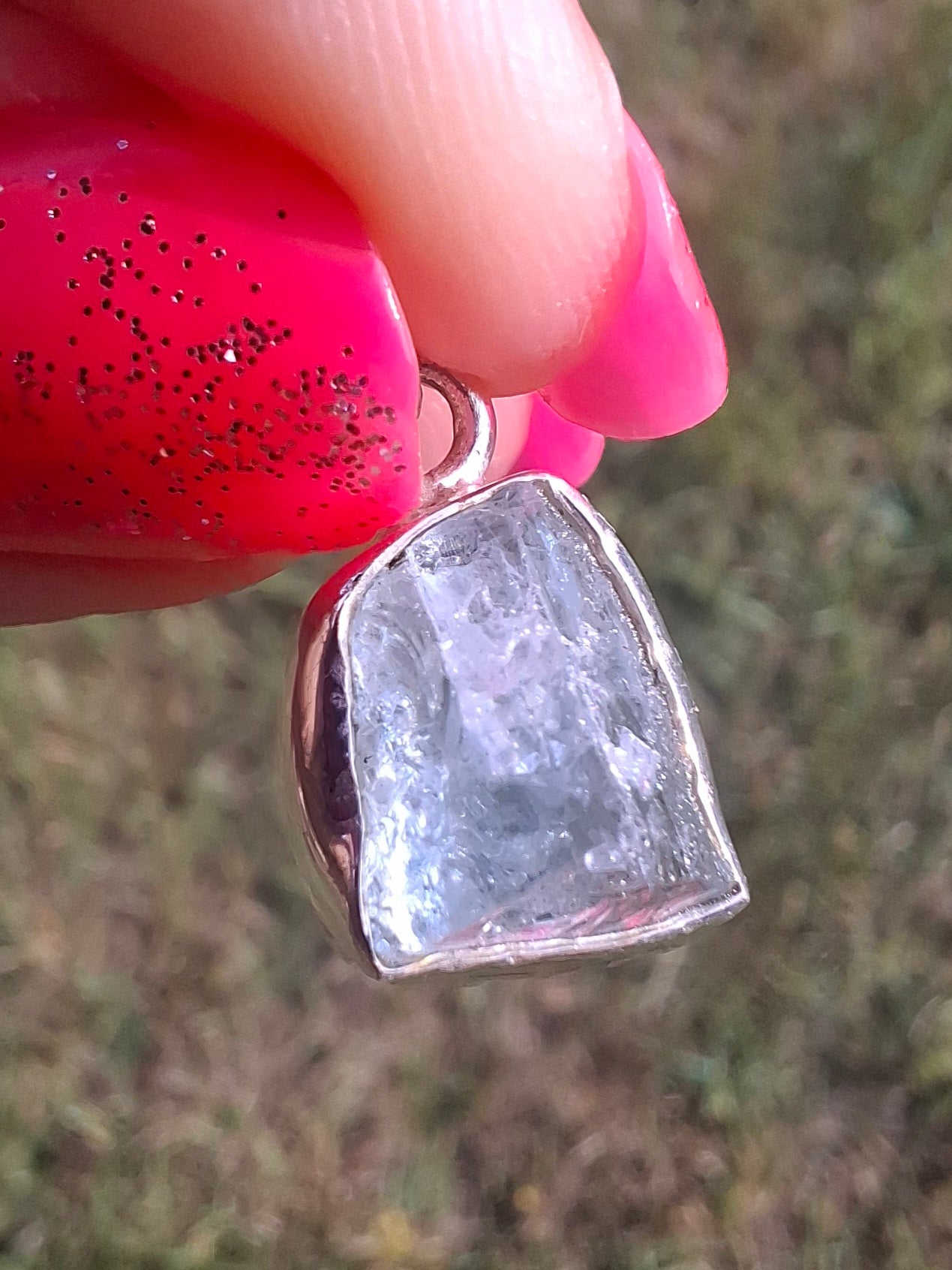 Aquamarine Pendant, 925 Silver, Crystal (Ref: AQ19)