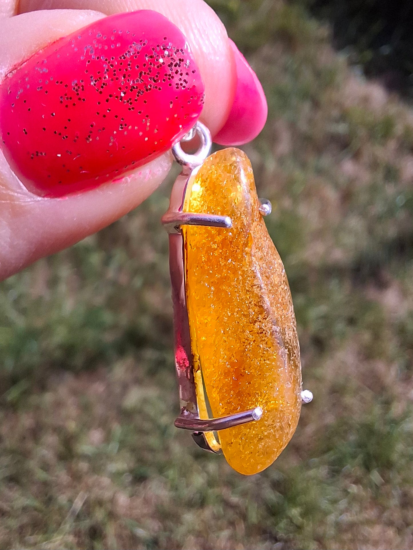 Baltic Amber Pendant, 925 Silver, Fossil (Ref: AP9)