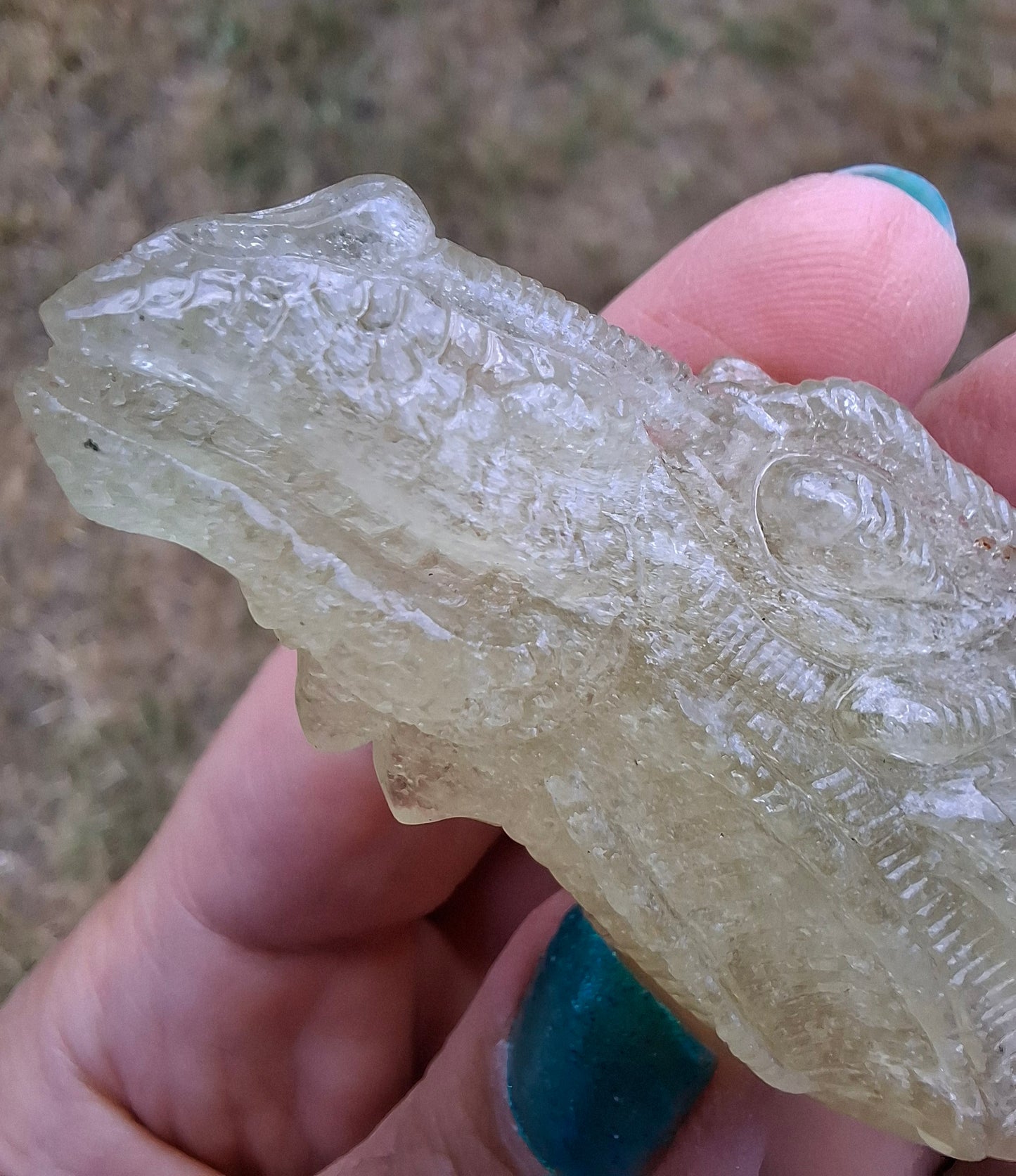Libyan Desert Glass DRAGON HEAD carving, 48.11g, Tektite (Ref: Dragon4)