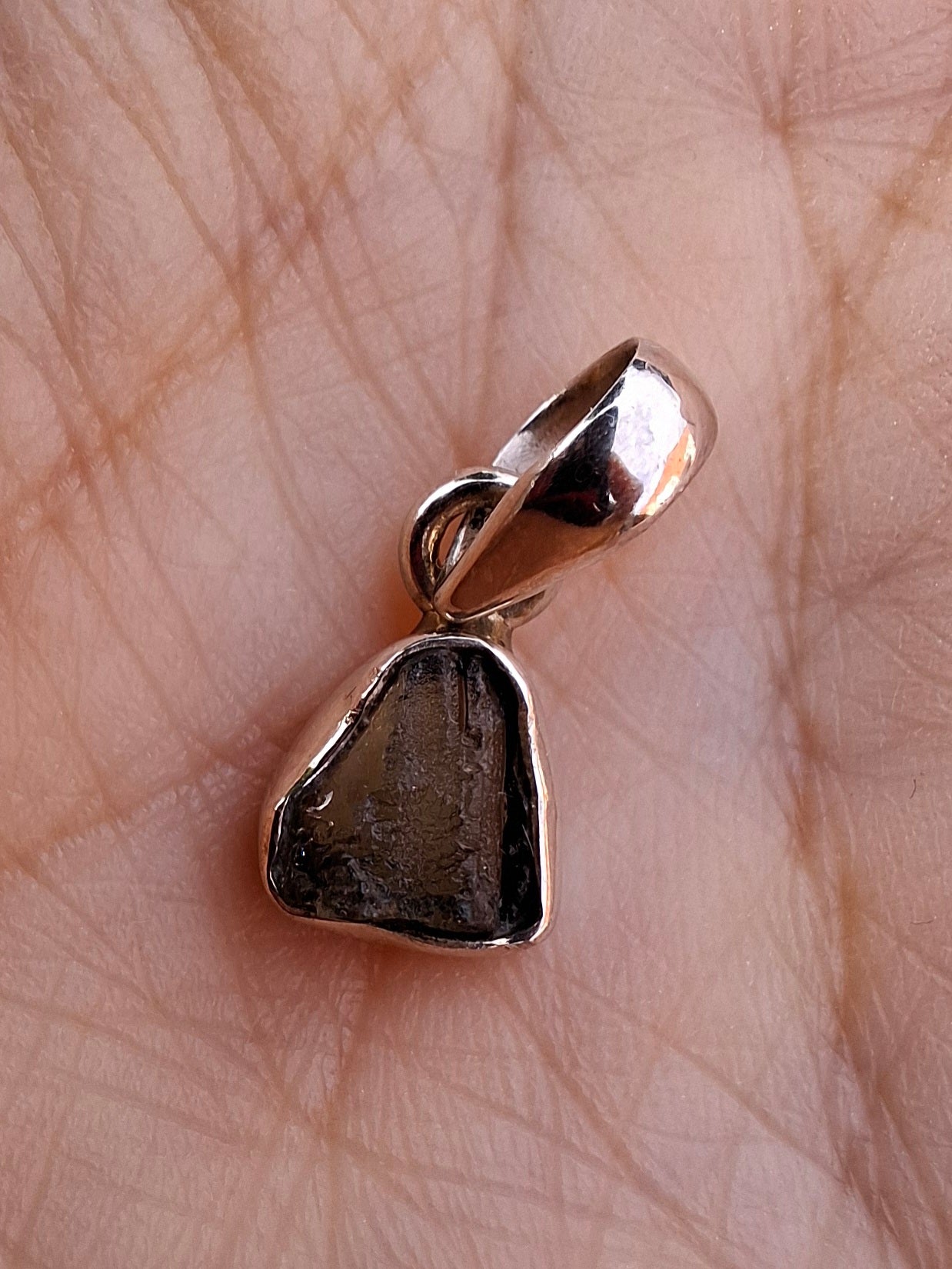 Moldavite Pendant, 925 Silver, Tektite (Ref: P55)