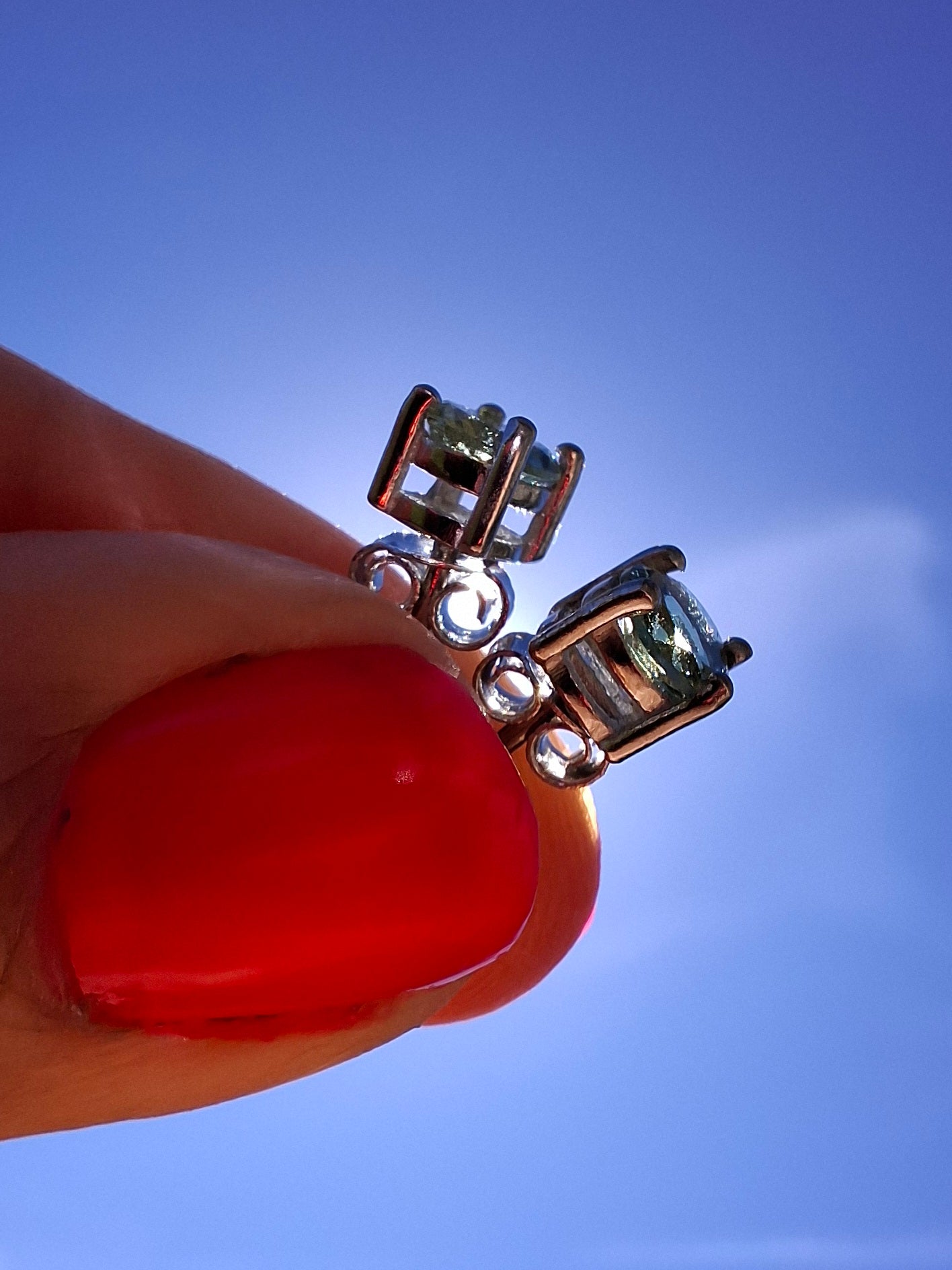 Moldavite (faceted) 5mm STUD EARRINGS, 925 Silver, Tektite (Ref: Pair50)