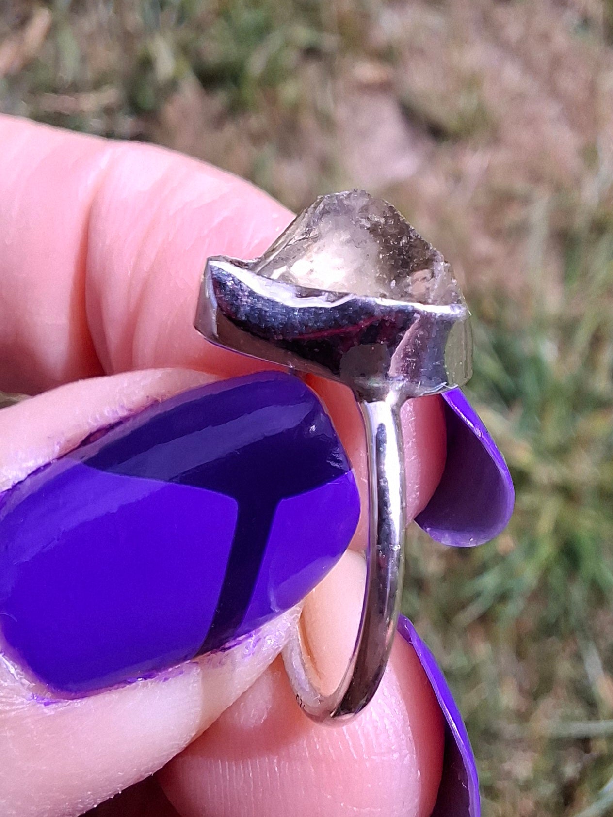 Libyan Desert Glass Ring, size large G, 925 Silver, Tektite (Ref: LR2)