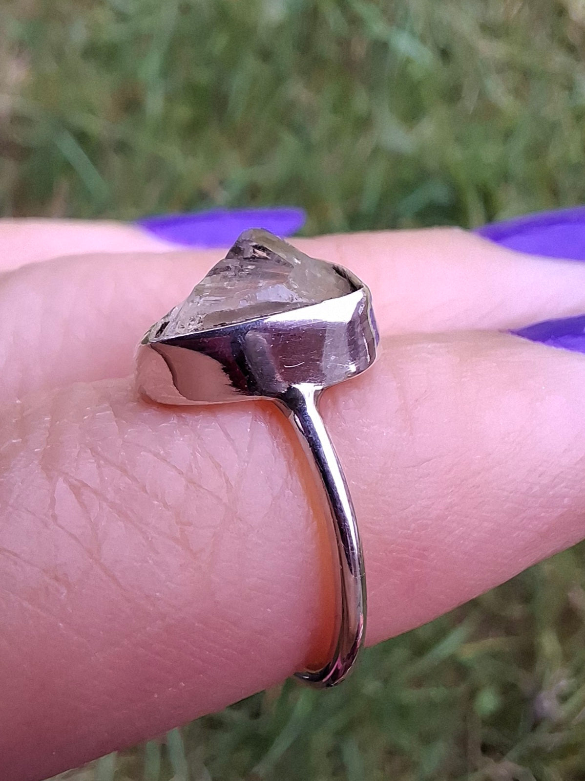 Libyan Desert Glass Ring, size large G, 925 Silver, Tektite (Ref: LR3)
