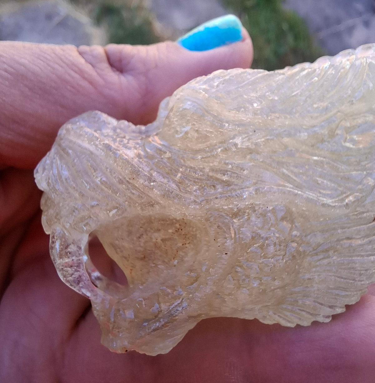 Libyan Desert Glass DRAGON HEAD Carving, 75.84g, Tektite (Ref: Dragon1)