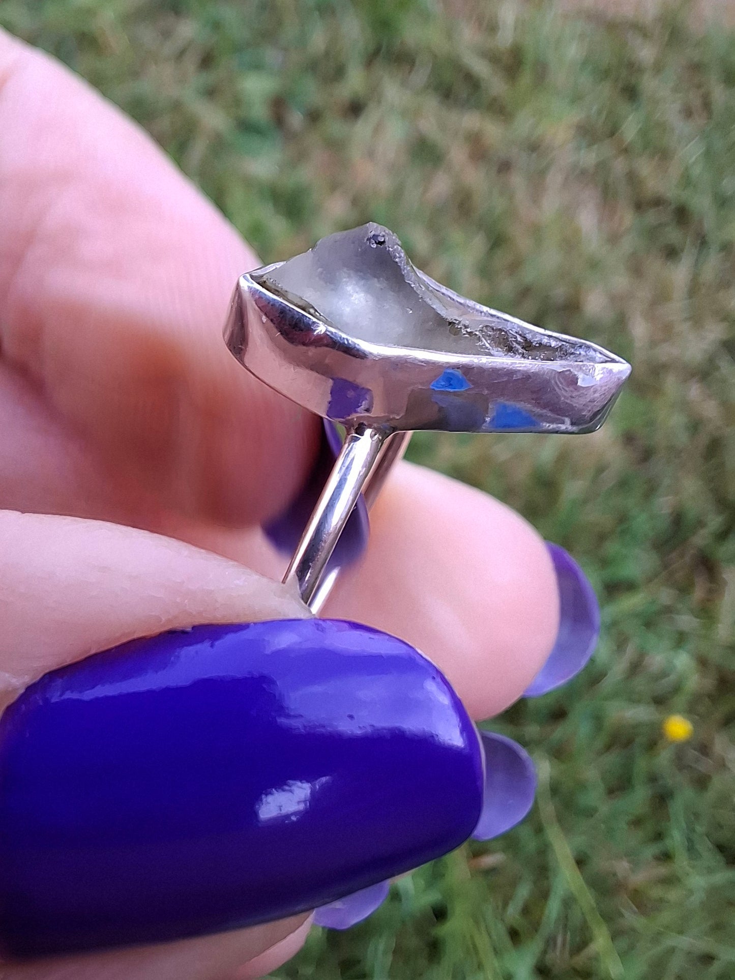 Libyan Desert Glass Ring, size large W, 925 Silver, Tektite (Ref: LR62)