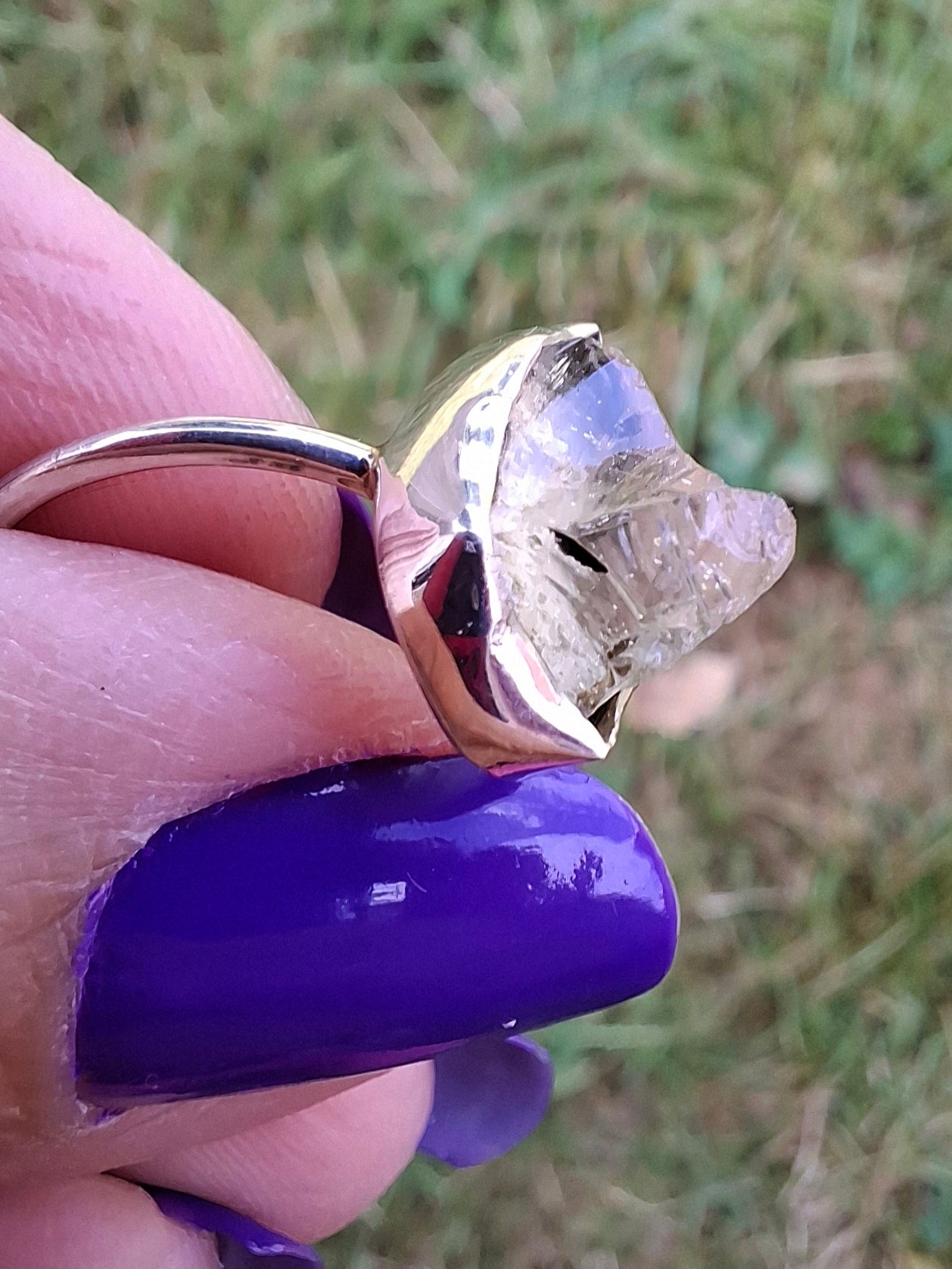 Libyan Desert Glass Ring, size Large O, 925 Silver, Tektite (Ref: LR21)
