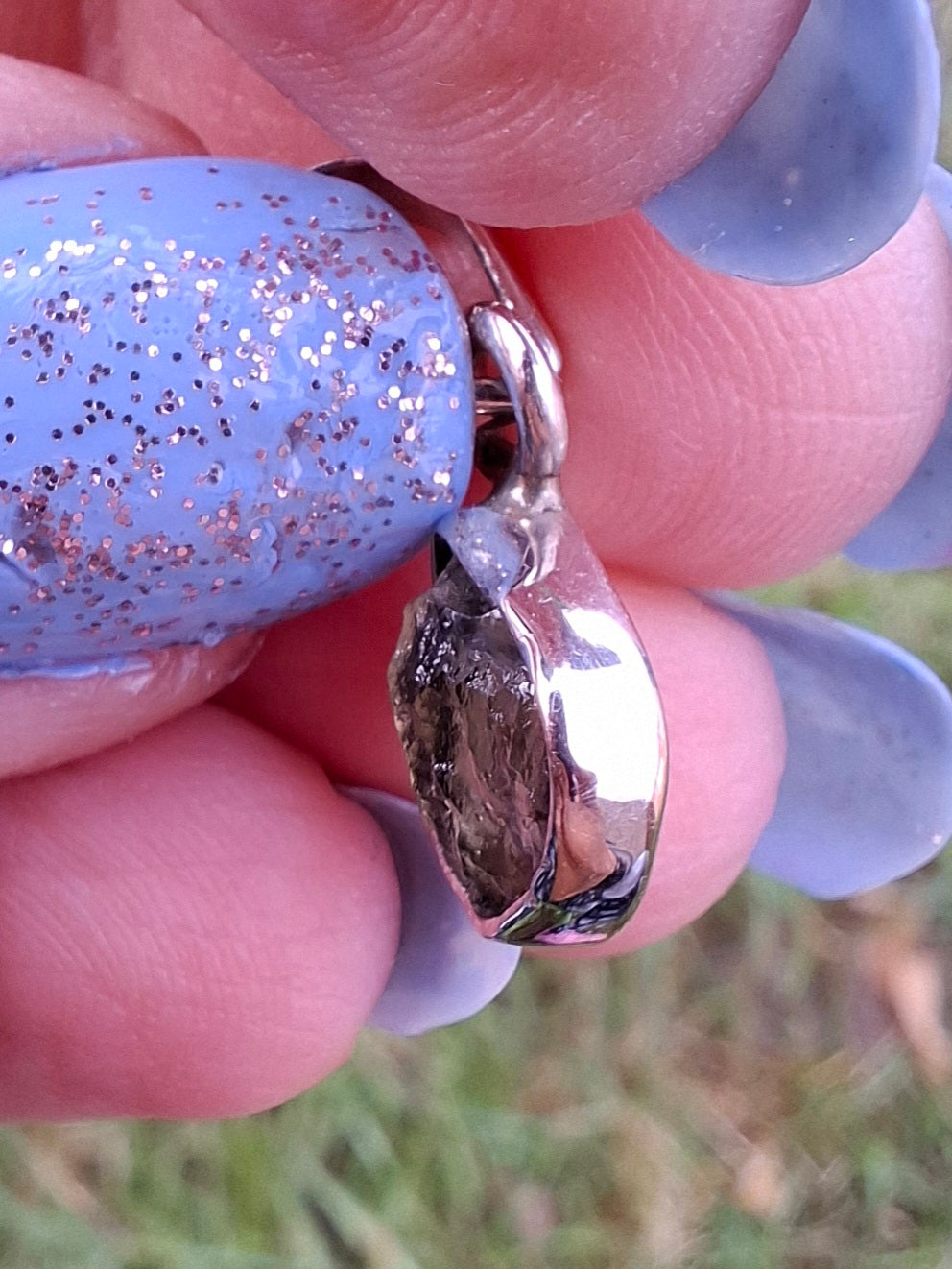 Moldavite Pendant, 925 Silver, Tektite (Ref: P63)