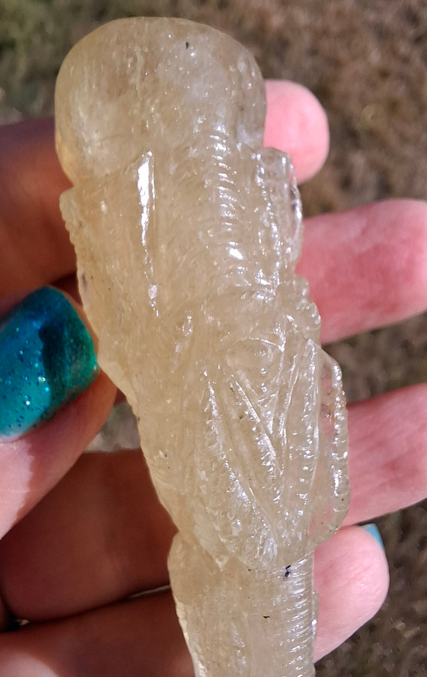 Libyan Desert Glass DRAGON HEAD carving, 48.11g, Tektite (Ref: Dragon4)